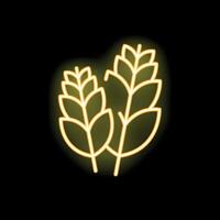Neon icon of two ears of wheat glowing on black background vector
