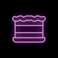 Neon sign showing delicious layered cake with icing on top vector