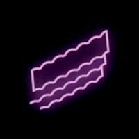 Glowing neon sign of three pieces of crispy bacon on black background vector