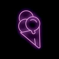 Neon sign representing ice cream melting on black background vector