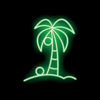 Green neon sign representing a palm tree on a black background vector