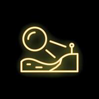 Neon sign representing gravity pulling object down slope vector