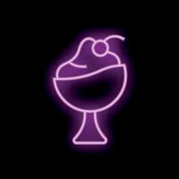 Neon sign showing ice cream sundae with cherry on top vector