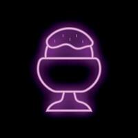 Neon sign of ice cream sundae shining on black background vector