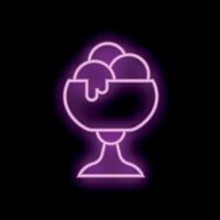 Neon sign representing ice cream dripping in a cup on a black background vector