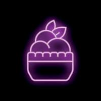 Neon ice cream dessert glowing in pink light on dark background vector