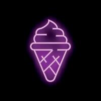 Glowing neon sign of an ice cream cone on a dark background vector