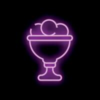 Neon sign of ice cream sundae in cup on black background vector