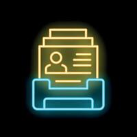 Neon icon of curriculum vitae in a box representing job applications vector