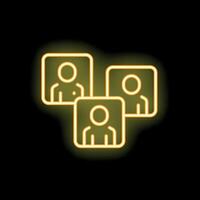 Neon icon of three people representing a team working together vector