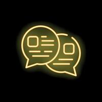 Neon sign of speech bubbles showing ongoing communication vector