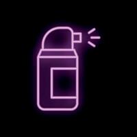 Neon spray can icon glowing on dark background vector