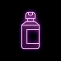 Glowing neon sign depicting a plastic bottle with flip top cap on a black background vector