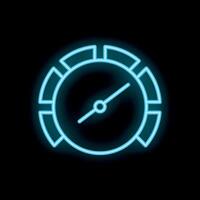 Neon sign showing a speedometer with blue lighting effect vector