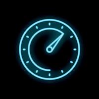 Neon blue speedometer showing increasing speed on black background vector