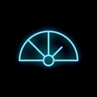 Blue neon speedometer showing increasing speed on black background vector