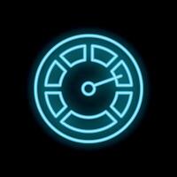 Blue neon speedometer showing progress on black background vector
