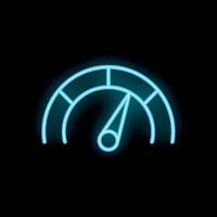 Neon blue speedometer showing increasing speed on black background vector