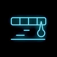 Neon blue loading bar icon with cursor arrow on black background vector