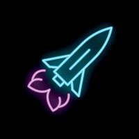 Neon rocket launching upward leaving a trail of exhaust vector