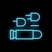 Neon style icon representing electric fuse protecting electrical circuit from overload or short circuit vector