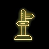 Neon sign showing direction signpost with empty boards on black background vector