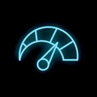 Neon speedometer showing progress and performance vector