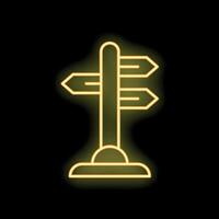 Neon sign showing direction signpost with three arrows pointing in different directions vector