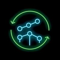 Neon icon of data analysis showing recurring patterns in a system vector