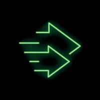 Green neon arrows pointing right on black background vector