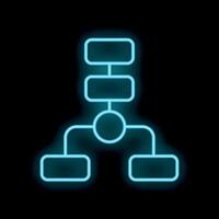 Neon blue flowchart depicting algorithm on black background vector
