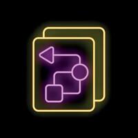 Glowing neon line workflow icon isolated on black background. illustration vector