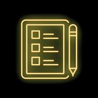 Neon yellow checklist icon representing completing tasks efficiently vector