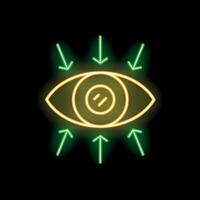 Neon eye receiving and sending information with arrows vector
