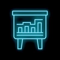 Neon blue flipchart with growing bar chart representing business success concept vector