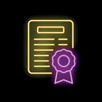 Neon sign representing a diploma with a seal awarding graduation vector