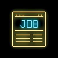 Neon sign showing job offer with text space on brick wall background vector