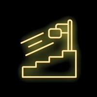 Neon sign representing stairs leading to success with flag at the top vector