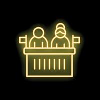 Neon sign depicting politicians giving a speech from a podium vector