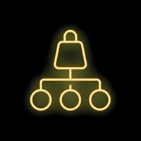 Neon yellow hierarchy chart with padlock illustrating security concept vector