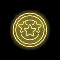 Round neon sign with three stars on black background vector
