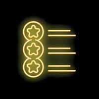 Neon icon of three stars ranking system with lines for customer satisfaction review vector