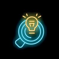 Glowing neon sign of a light bulb appearing from a cup of coffee vector
