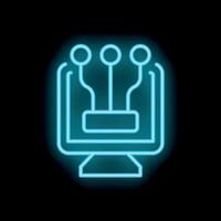 Neon icon of computer processing data from multiple sources vector