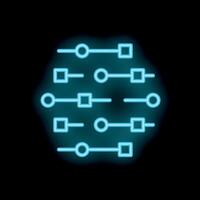 Blue neon style circuit board pattern representing machine learning process vector