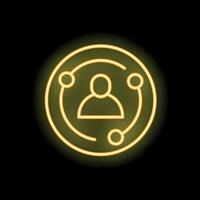Neon icon of person connecting with global network vector