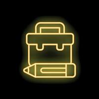 Glowing neon line toolbox and pencil icon isolated on black background vector