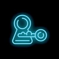 Neon key unlocking keyhole on black background vector