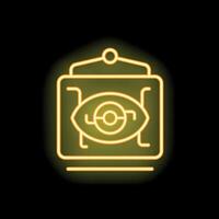 Neon icon representing retinal scanning technology with eye symbol vector