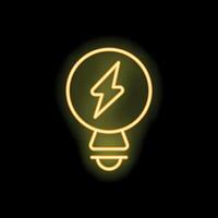 Neon lightbulb glowing with electricity symbol inside vector
